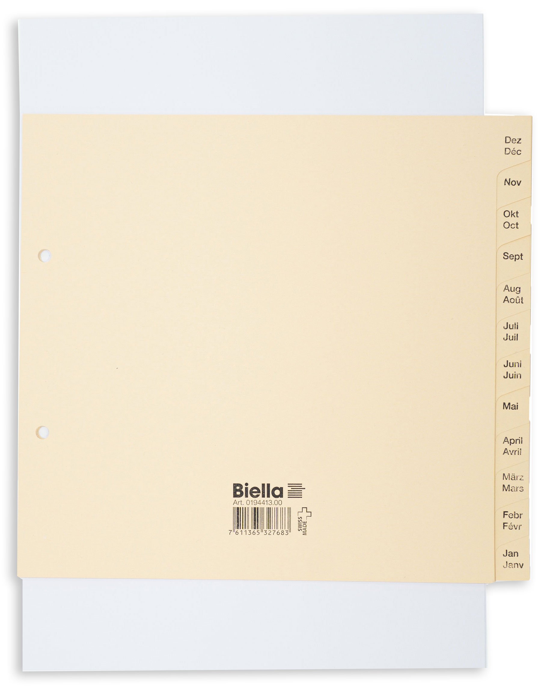 Biella Kartonregister A4 180gr Dez.-Jan. teildeckend d+f Pic1