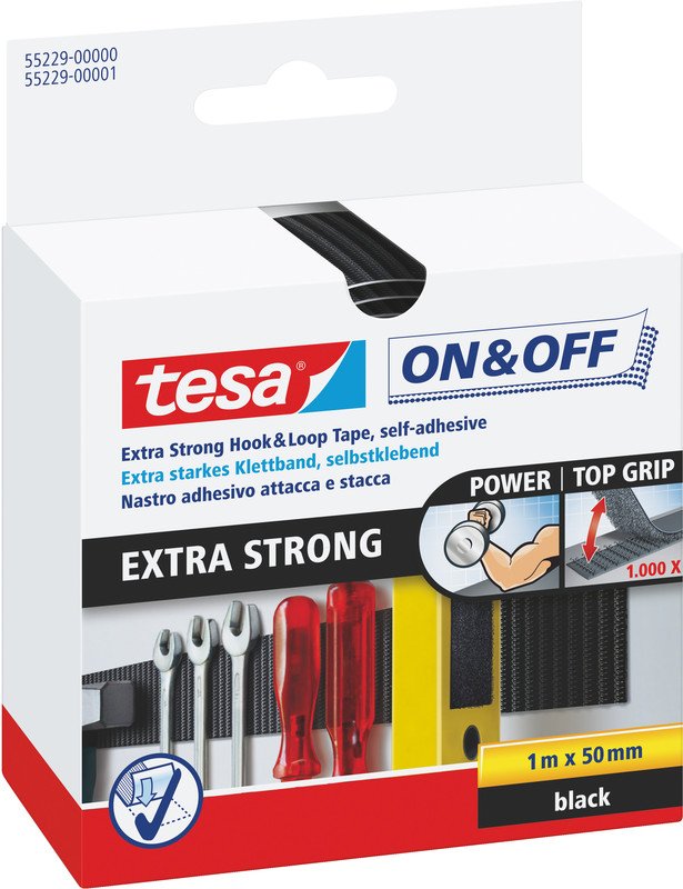 Tesa on&off Klettband extra stark 1mx50mm Pic1