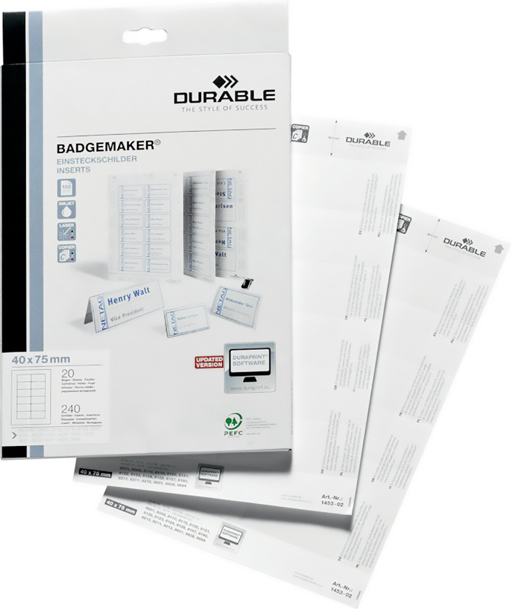 Durable Einstecketiketten für Namensschilder 75x40mm à 240 Pic1