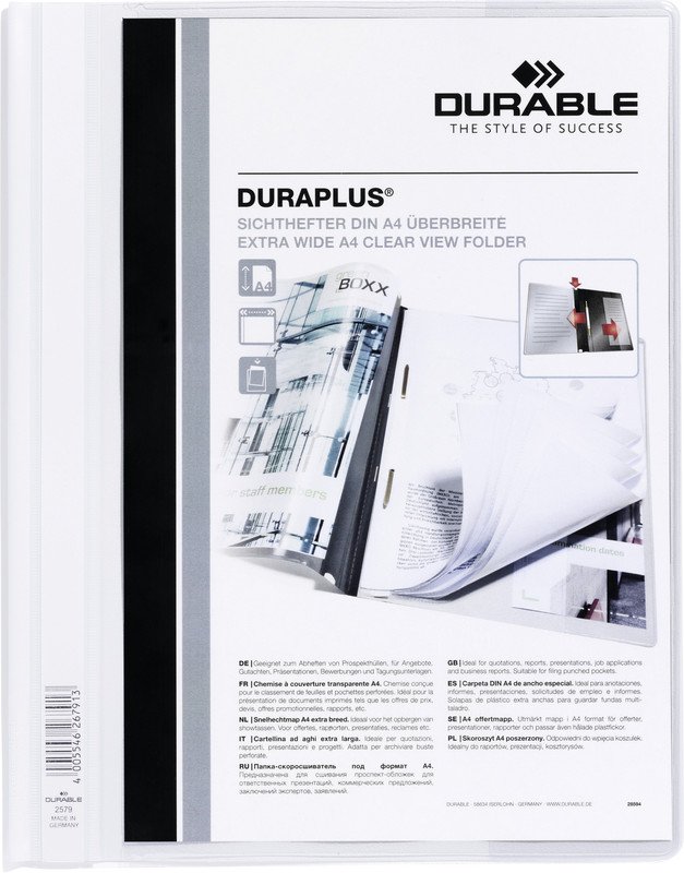 Durable Sichthefter Duraplus PP A4 überbreit weiss Pic1