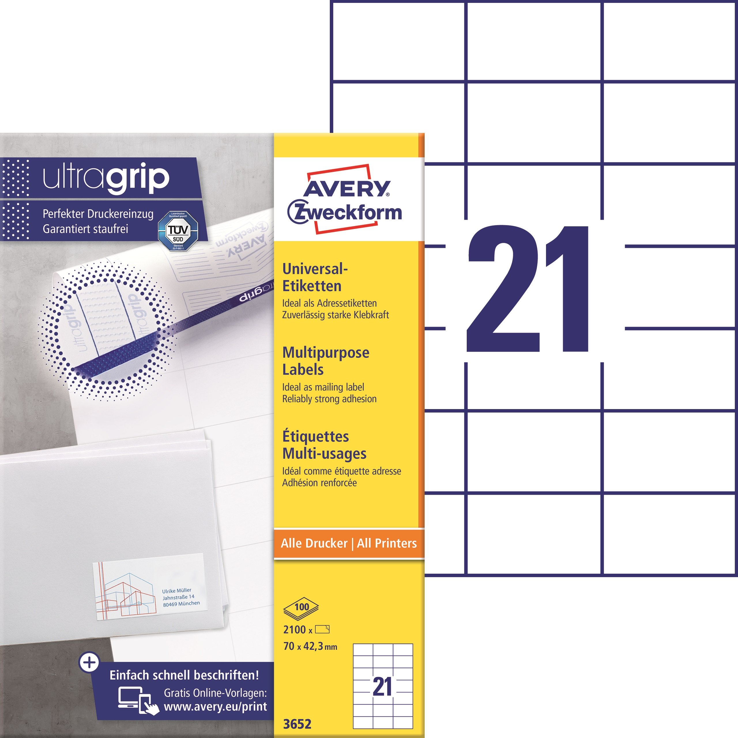 Avery Zweckform Etiketten 70x42.3mm à 100 Pic1