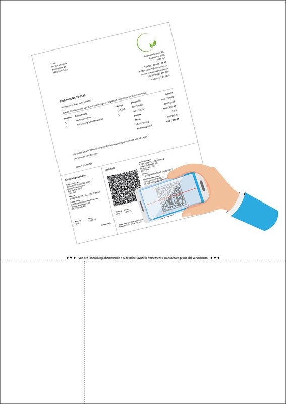 Dataform Rechnungsformular mit QR-Code-Einzahlungsschein Pic1