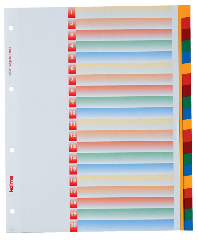 Kolma Register LongLife PVC A4 20-teilig blanko XL überbreit Pic1