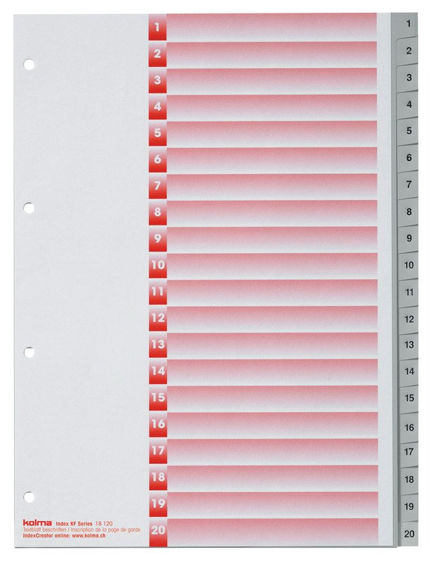Kolma Register KolmaFlex A4 1-20 mit Indexblatt Pic1