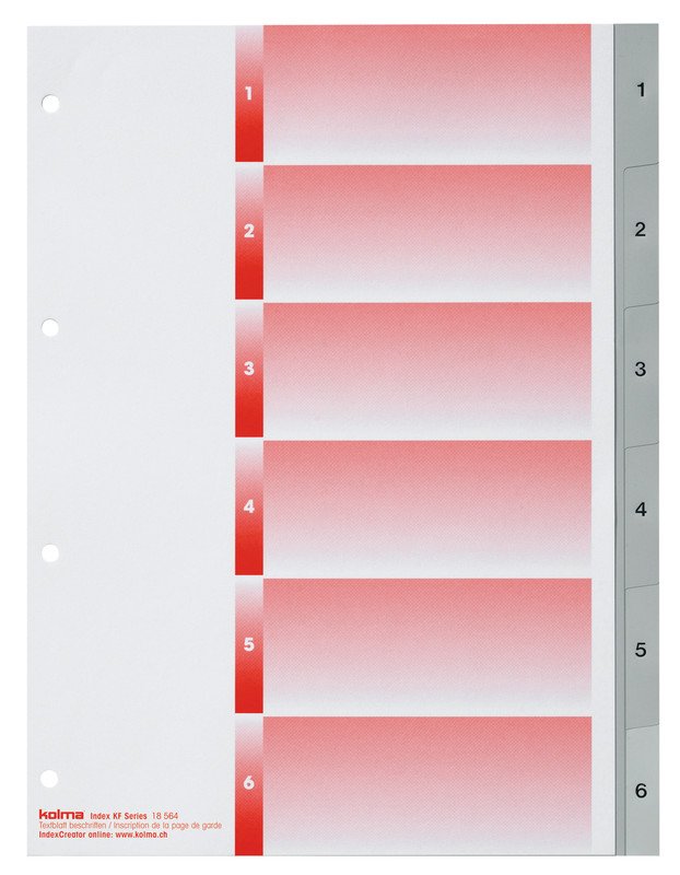 Kolma Register KolmaFlex A4 1-6 mit Indexblatt Pic1