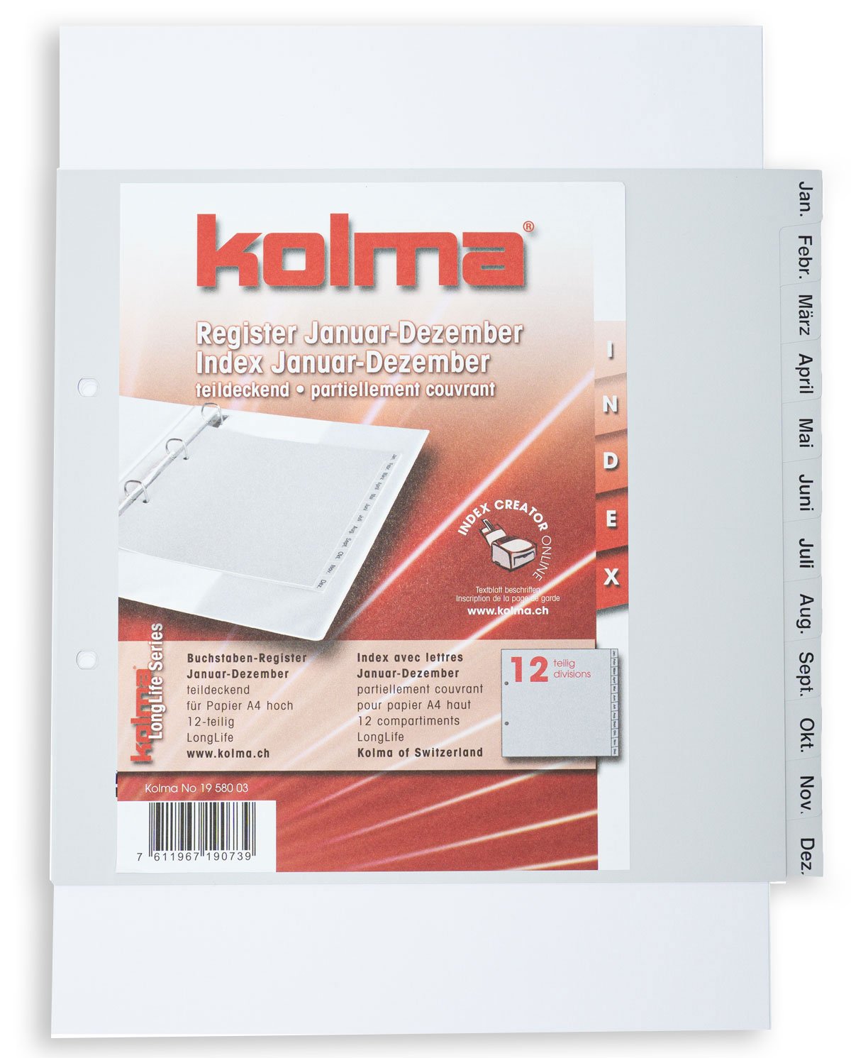 Kolma Register LongLife PVC A4 Januar-Dezember teildeck Pic1