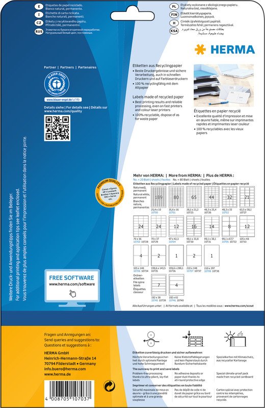 Herma Etiketten Universal Recycling 70x36mm à 20 Pic2