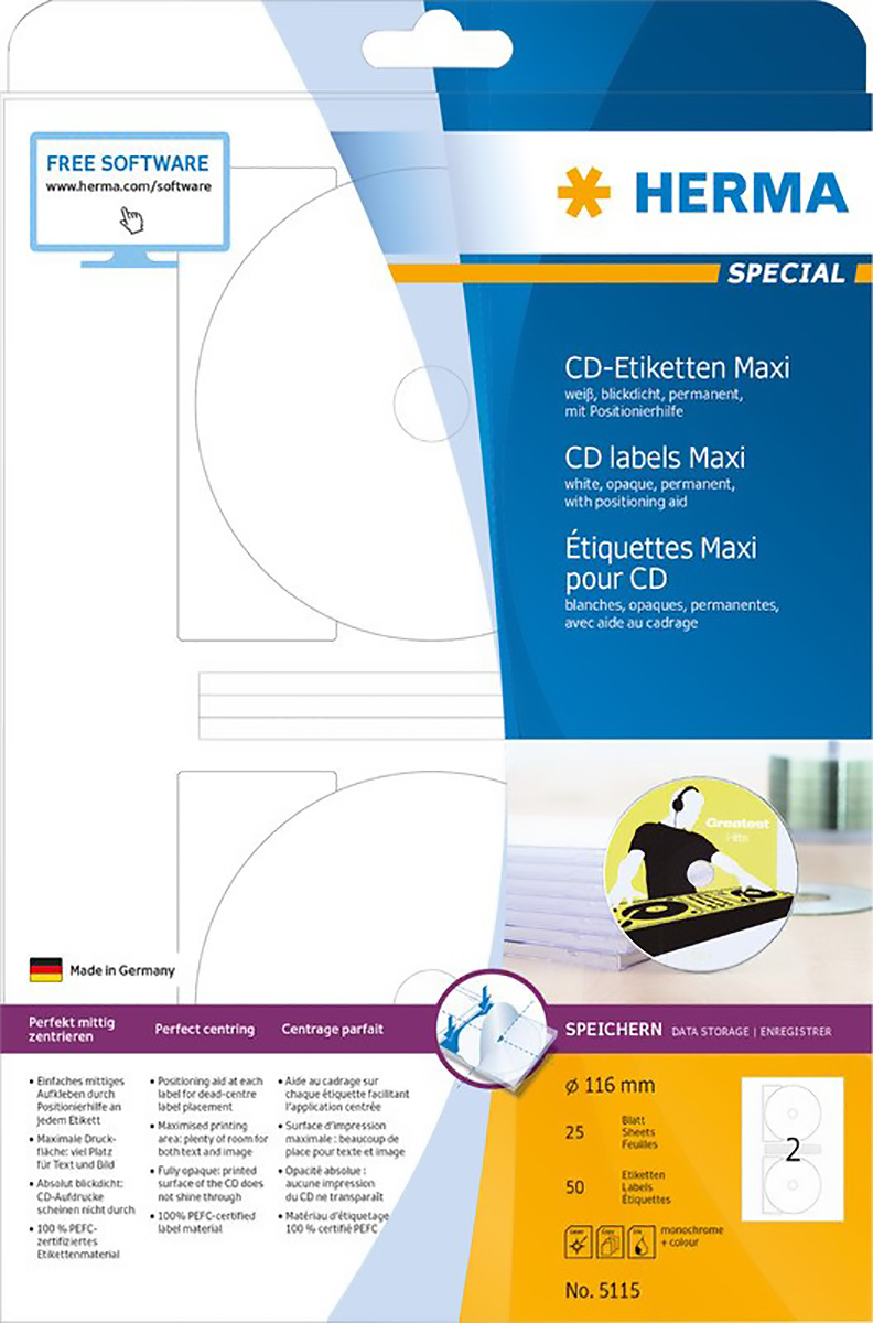Herma Superprint CD étiquettes 116mm à 25 Pic1