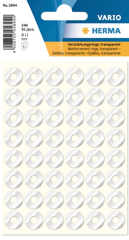 Herma Verstärkungsringe transparent Ø 12mm à 240 Stück Pic1