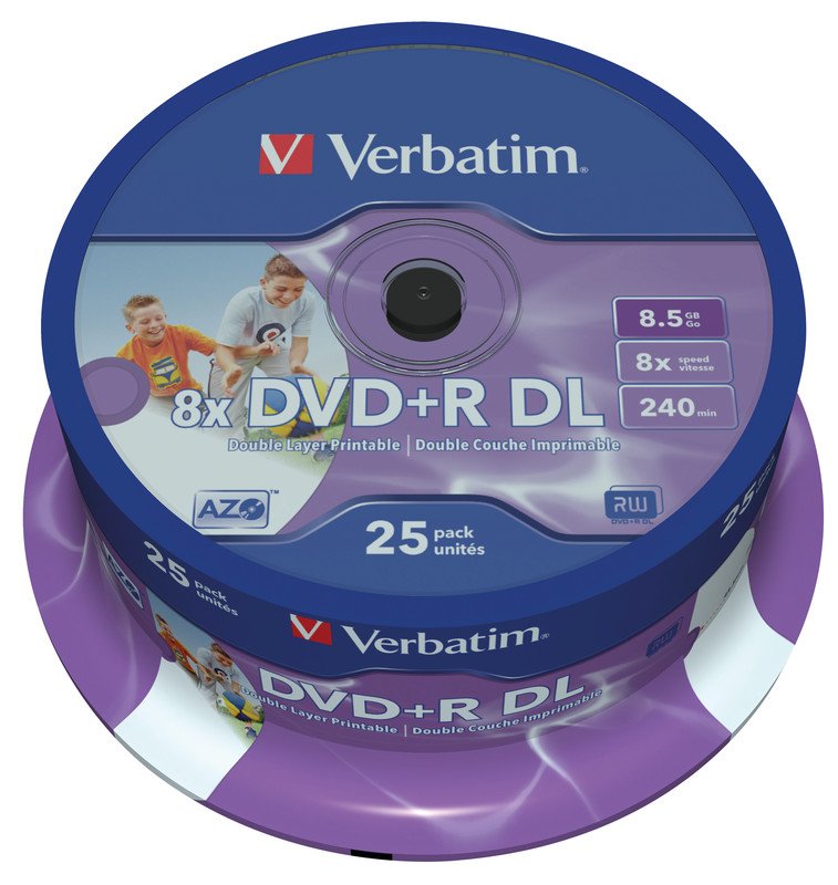 Verbatim DVD+R 8x 8.5GB Matt Silver Double Layer Pic1