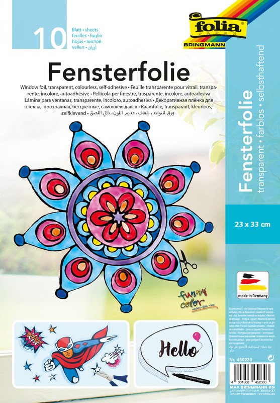 Folia Fensterfolie 23x33cm à 10 Blatt klar Pic1