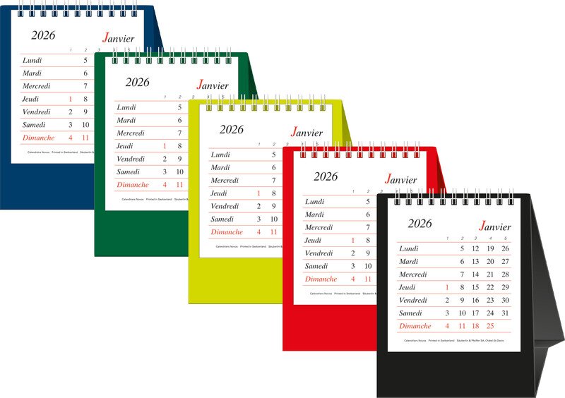 Novos Tischkalender 12x14cm 1M/1S französisch Pic1