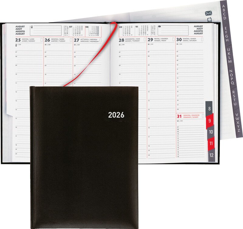 Biella Geschäftsagenda Orario 1W/2S schwarz 2026 Pic1