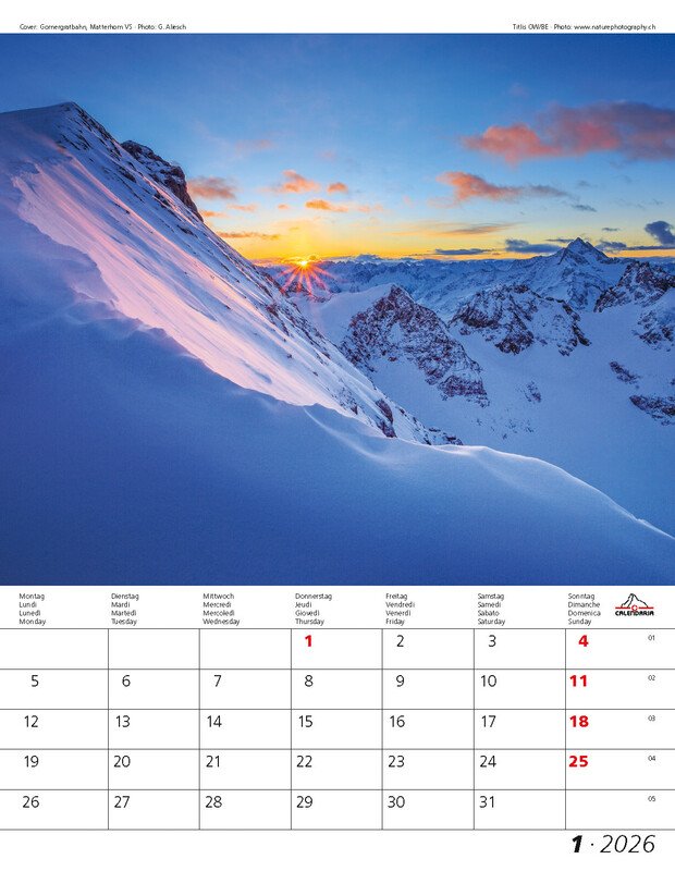 Photoglob Bildkalender Berge und Täler der Schweiz Pic2
