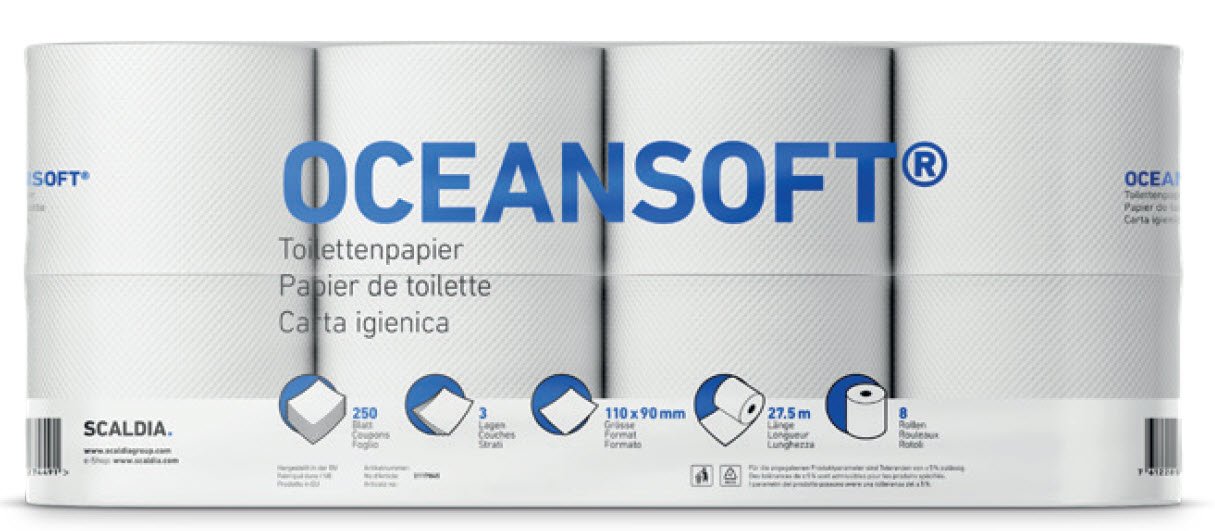Oceansoft Toilettenpapier 3-lagig 9x11cm weiss Pic1