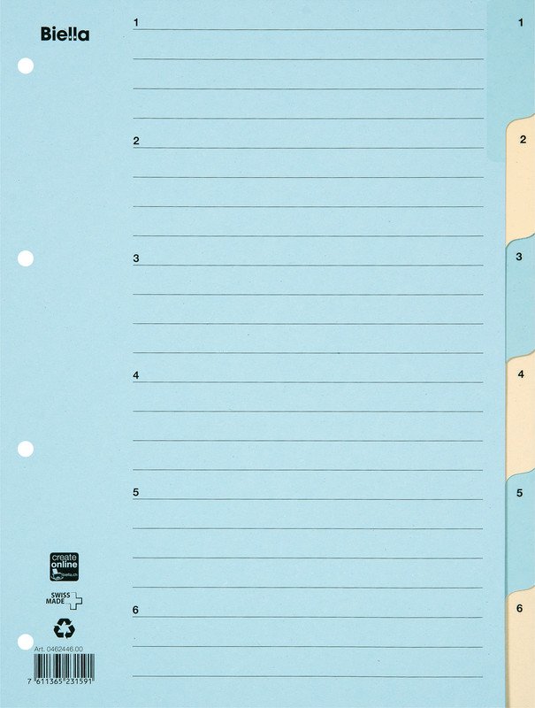 Biella Kartonregister A4 220gr 1-6 mit Indexblatt Pic1