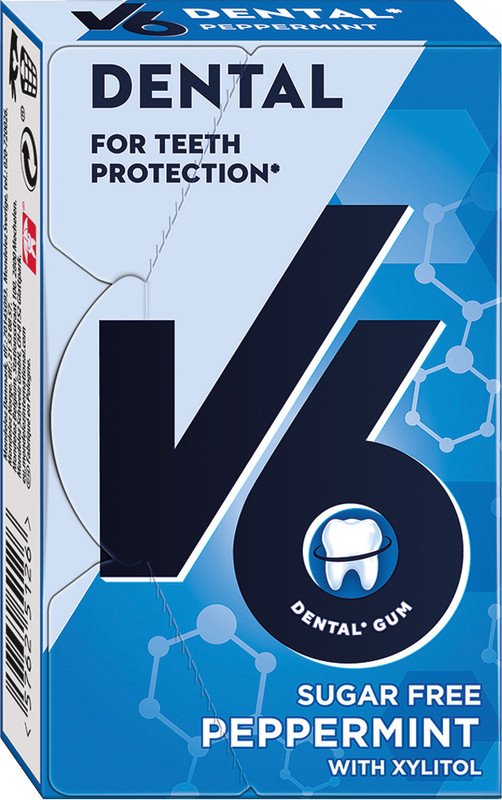 V6 Peppermint Kaugummi Dental Care ohne Zucker Pic1