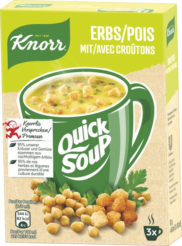 Knorr Quick Soup Erbsen mit Croûtons Pic1