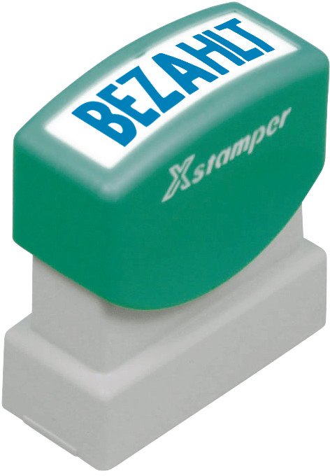 X-Stamper Bezahlt blau Pic1