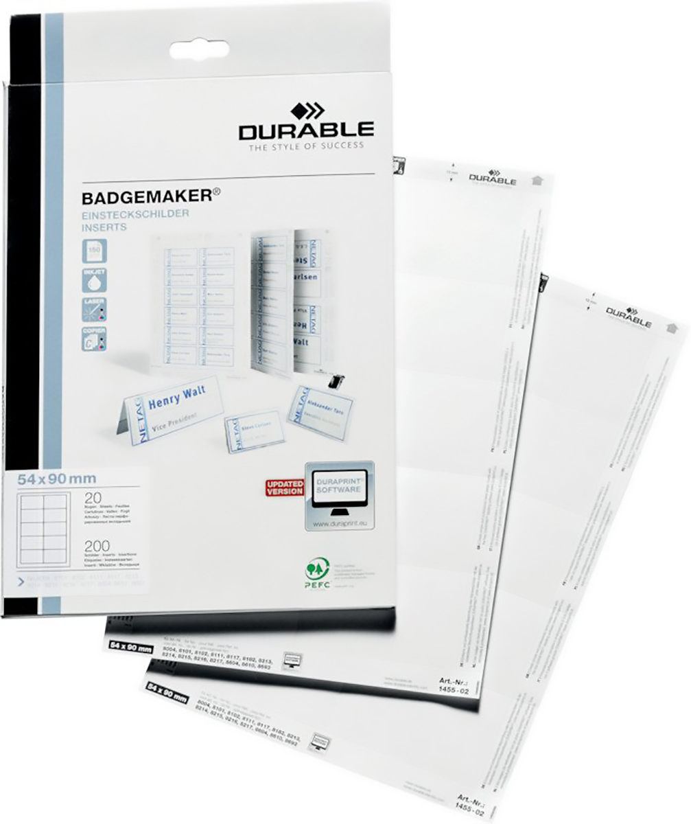 Durable Einstecketiketten für Namensschilder 90x54mm à 20 Pic1