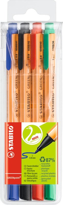 Stabilo Faserschreiber GREENpoint 0.8mm 4er Etui Pic1