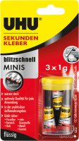 Uhu Sekundenkleber blitzschnell Minis flüssig 3 Tuben à 1g