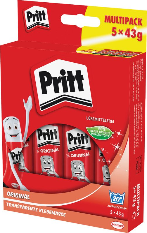 Pritt bâton de colle stick grand 43g Multipack à 5 pièces Pic1