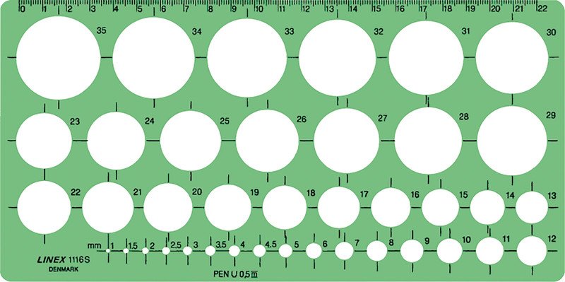LINEX® Kreis Schablone von 1 - 35 mm 24 x 12 cm Pic1