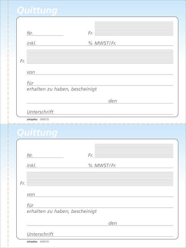 Simplex Oneco Quittungen A6 50x2 d Pic1