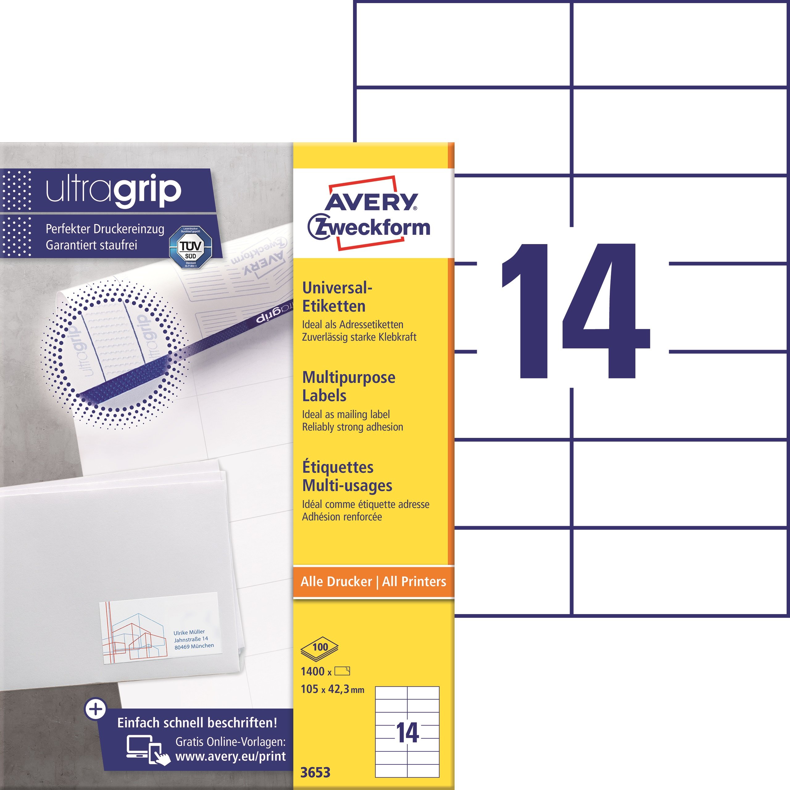Avery Zweckform Etiketten 105x42.3mm à 100 Pic1