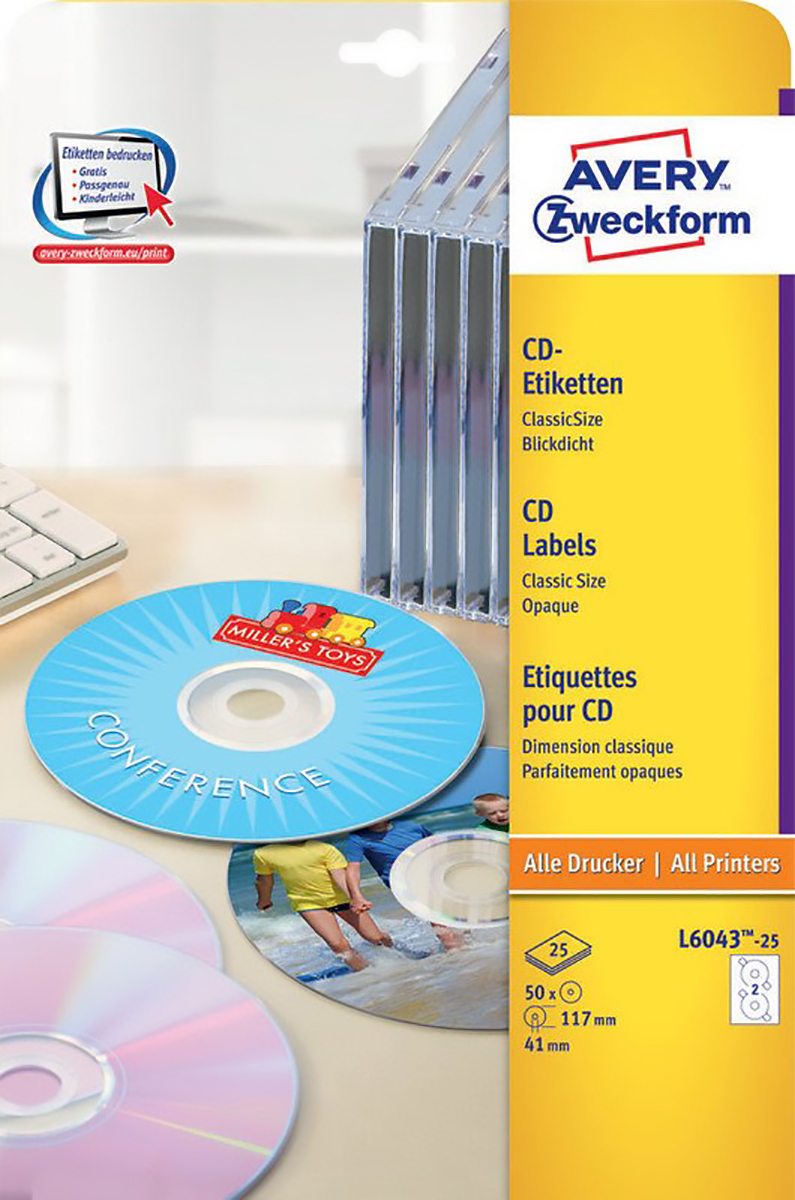 Avery Zweckform CD/DVD Etiketten 117mm à 25 Pic1