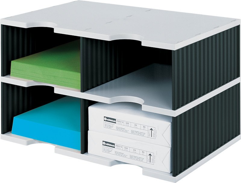 Styrodoc Dokumentenablage duo B485xT331mm 2 Etagen 4 Fächer Pic1