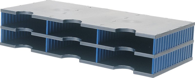 Styrodoc Dokumentenablage trio B723xT331mm 2 Etagen 6 Fächer Pic1