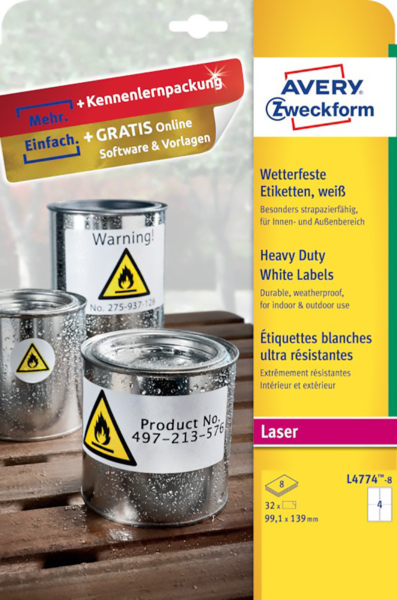 Double Dragon A4 Selbstklebe-Etiketten - 400 Stück, 99,1x139mm, Weiß