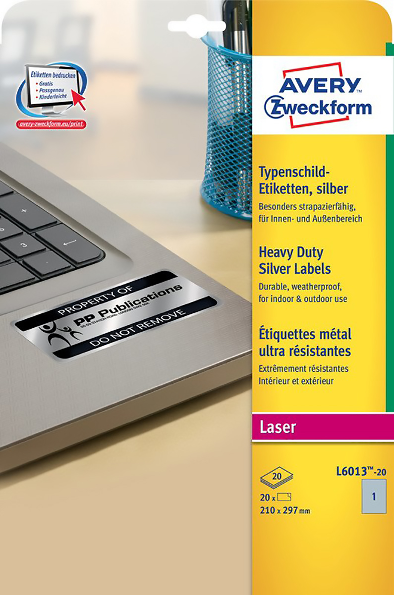 Avery Zweckform Typenschild-Etiketten 210x297mm à 20 Pic1