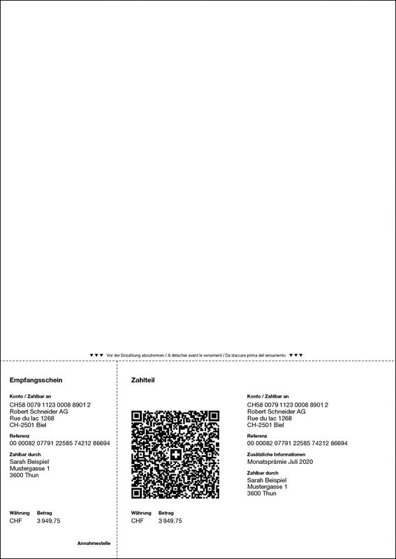 Dataform Rechnungsformular mit QR-Code-Einzahlungsschein Pic3
