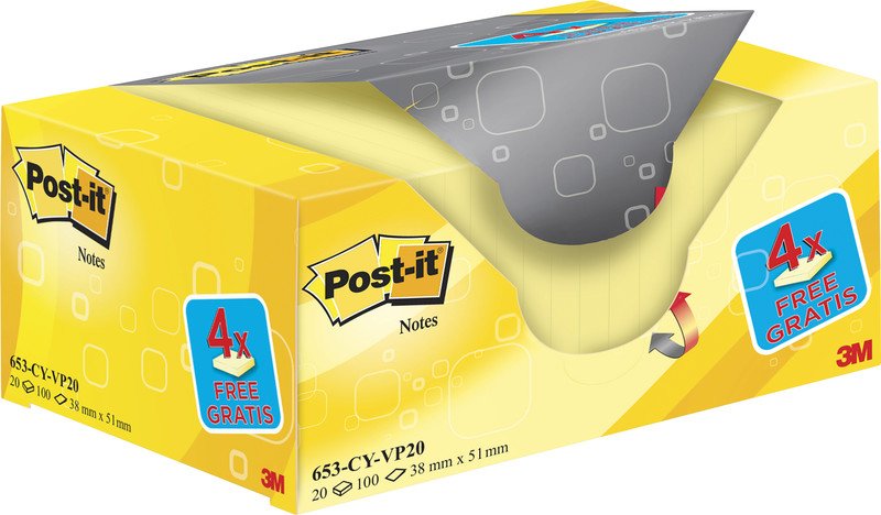 Post-it notes adhésives 38x51mm à 16 + 4 pièces gratuites Pic2