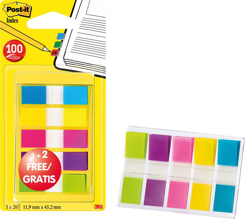 Post-it Index 683 schmal Promopack 3 + 2 Gratis Pic1