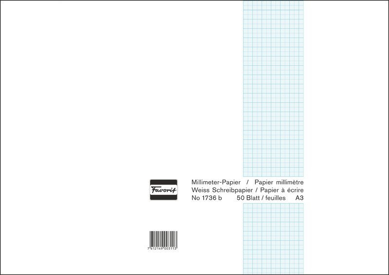 Favorit Millimeterpapier Block A3 80g mit 1mm-Einteilung Pic1