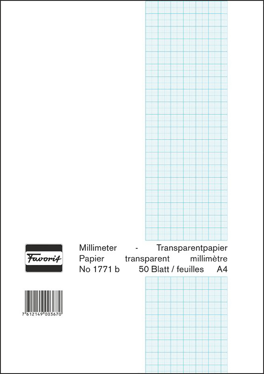 Favorit Millimeterpapier Block A4 65g mit 1mm-Einteilung Pic1