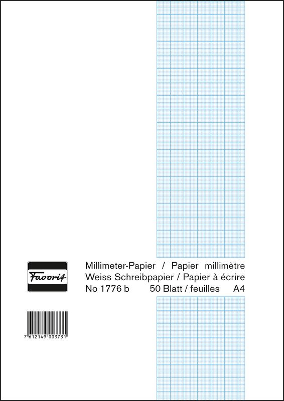 Favorit Millimeterpapier Block A4 80g mit 1mm-Einteilung Pic1