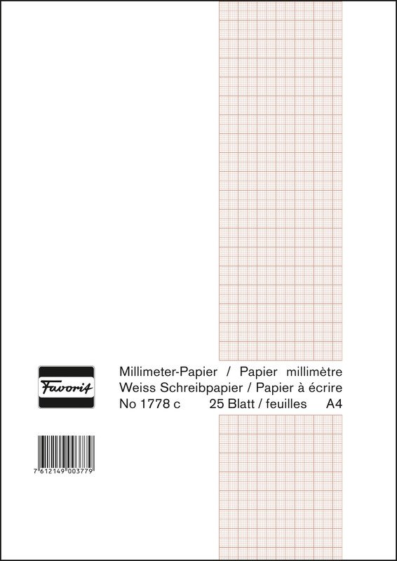 Favorit Millimeterpapier Block A4 80g mit 1mmEinteilung geliefert