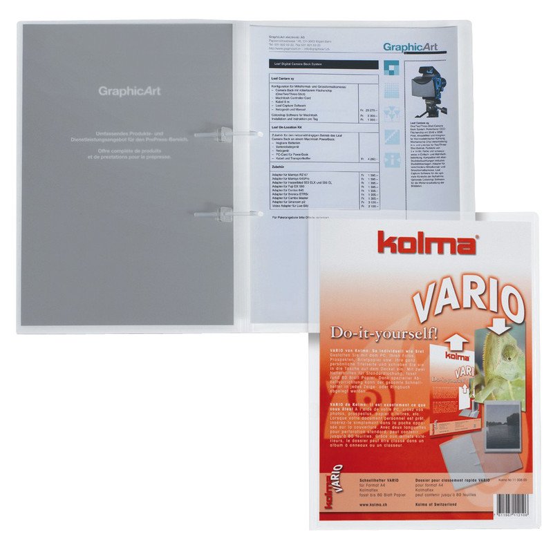 Kolma Schnellhefter Vario A4 mit Sichttasche farblos Pic2