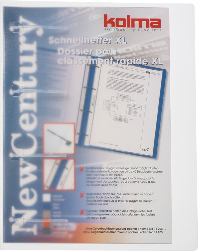 Kolma Schnellhefter New Century XL A4 für 4-Loch farblos Pic1