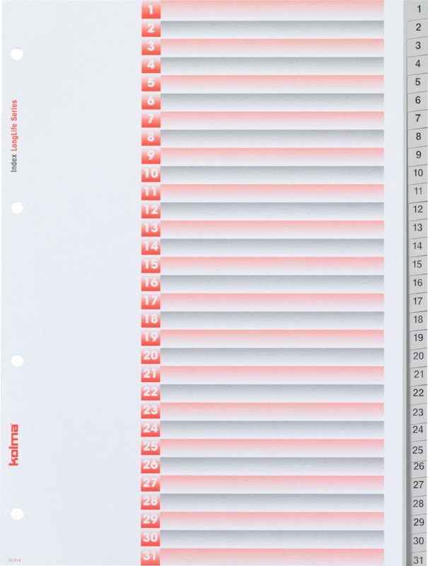 Kolma Register LongLife PVC A4 1-31 mit Indexblatt Pic1