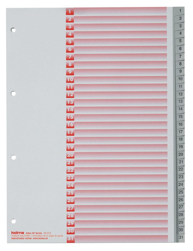 Kolma Register KolmaFlexA4 1-31 mit Indexblatt Pic1