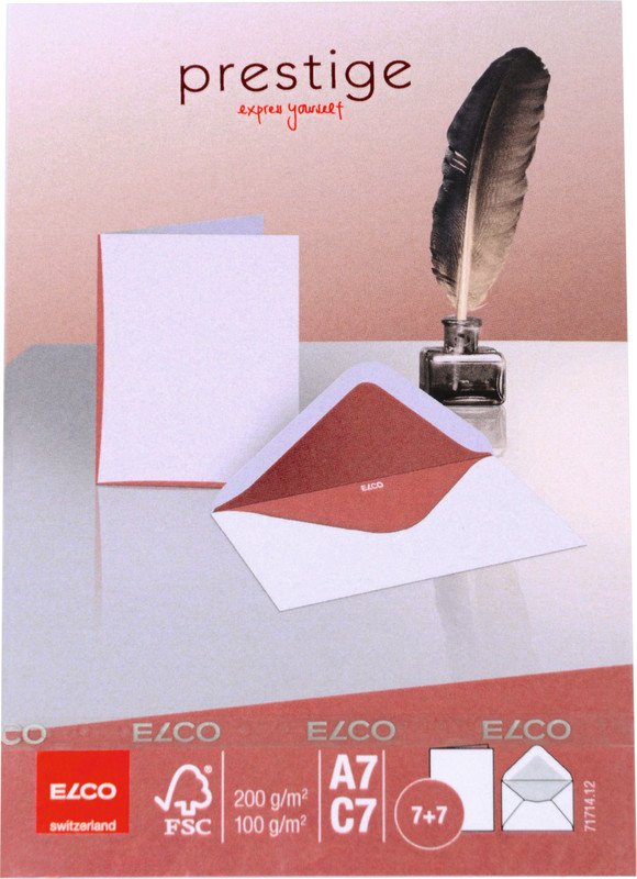 Elco Doppelkarten Prestige A7/C7 rot 200gr à 5 Pic1