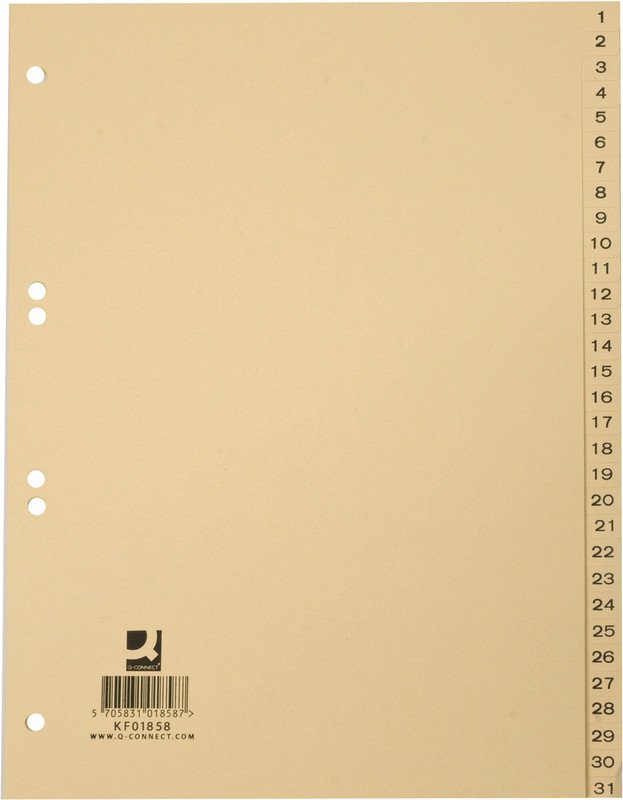 Connect Kartonregister A4 110gr 1-31 nummeriert Pic1