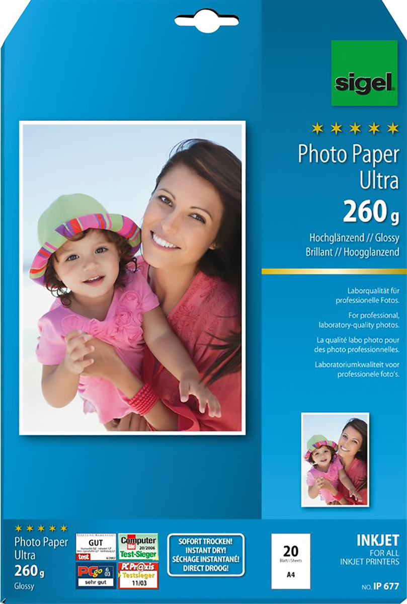 Sigel InkJet Fotopapier Ultra A4 260gr à 20 Pic1
