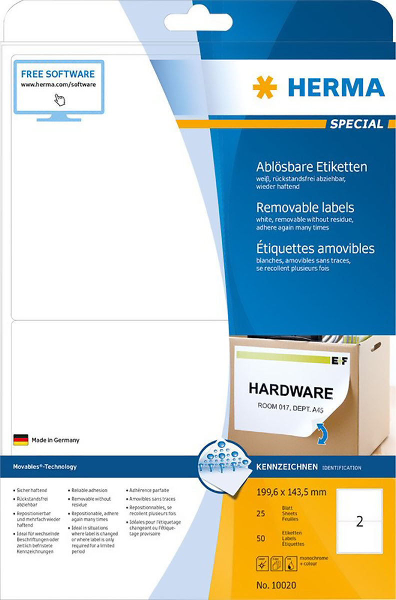 Herma Etiketten wiederablösbar 199.6x143.5mm à 25 Pic1